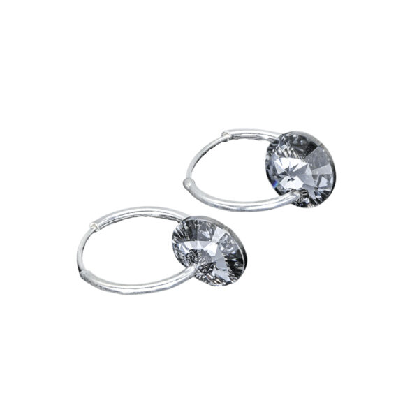 ARGOLLAS DE PLATA 925 CON DIJE CIRCULAR DE CRISTAL SWAROVSKI NEGRO