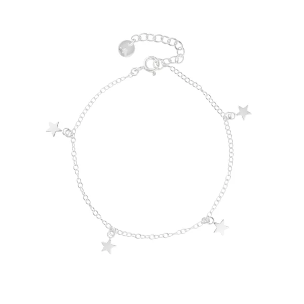 12B1- PULSERA DE PLATA 925 CON DIJES COLGANTE DE ESTRALLAS LISOS