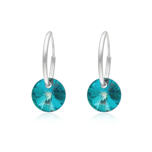 17L7W- AROS ARGOLLA PLATA 925 CON DIJE CRISTAL SWAROVSKI TURQUESA