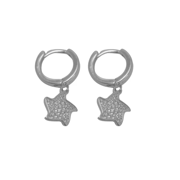 A120628-ARGOLLAS CON ESTRELLA CUBIERTA EN ZIRCONIA COLGANTE