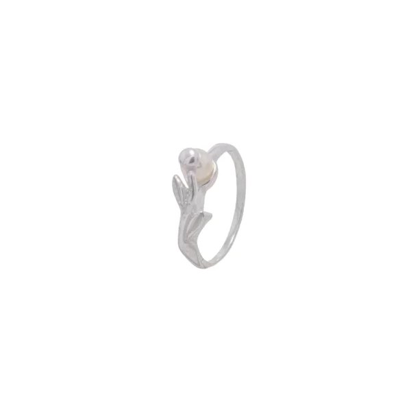 ANILLO DE PLATA 925 PERLA ENGARZADA EN RAMAS Y HOJAS - A2439