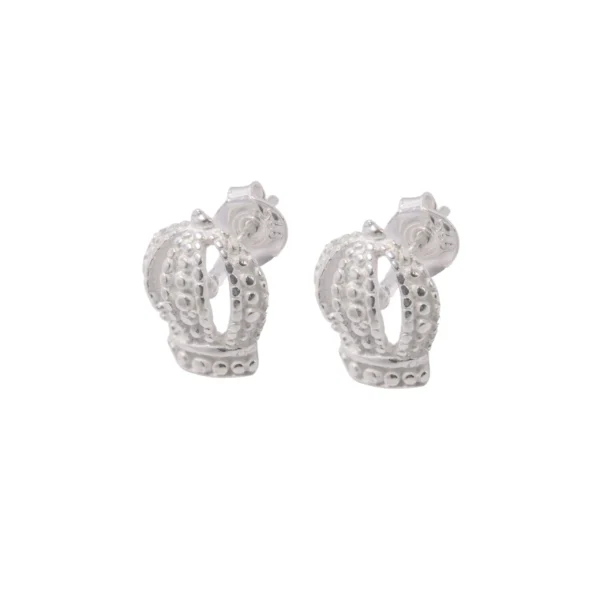 AROS DE PLATA 925 PASANTE CON FORMA DE CORONA CON PUNTITOS