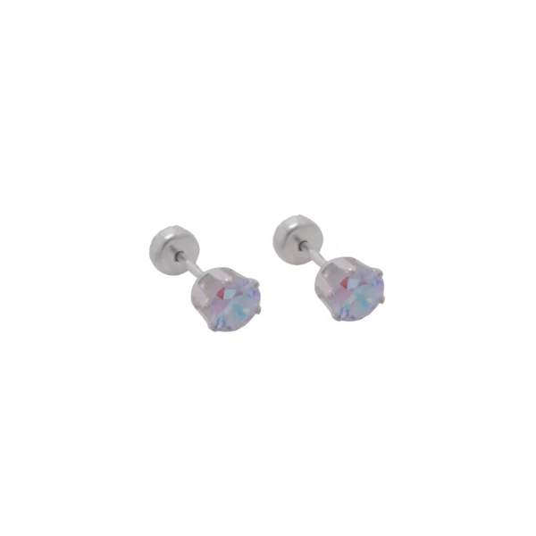 ABA100- AROS ABRIDORES ACERO BLANCO CON PIEDRA CUBIC AZUL