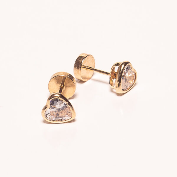 ABRIDOR DE ORO 18K CON CORAZON DE ZIRCONIA COLOR CRISTAL - Image 2