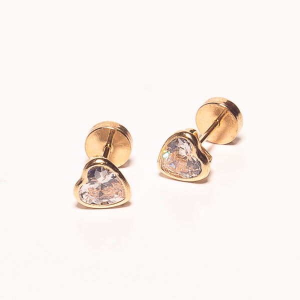 ABRIDOR DE ORO 18K CON CORAZON DE ZIRCONIA COLOR CRISTAL