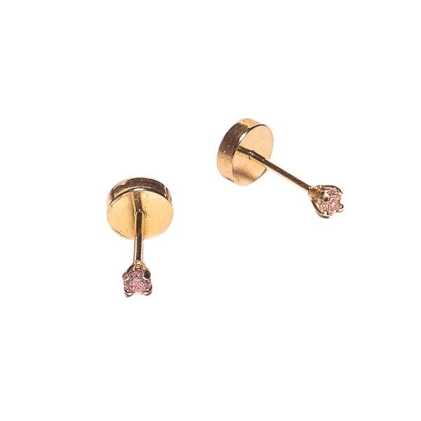 AROS ABRIDOR BEBE DE ORO18K CON MINI ZIRCONIA ROSA - ABO0033 - Image 2