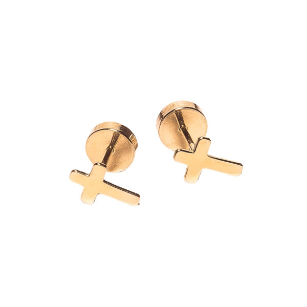 AROS ABRIDORES BEBE DE ORO 18K CON FORMA DE CRUZ - ABO085 - Image 2