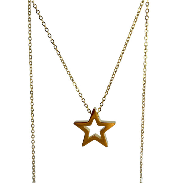 CONJUNTO DE ACERO DORADO ESTRELLA CALADA 45CM-ACE422C
