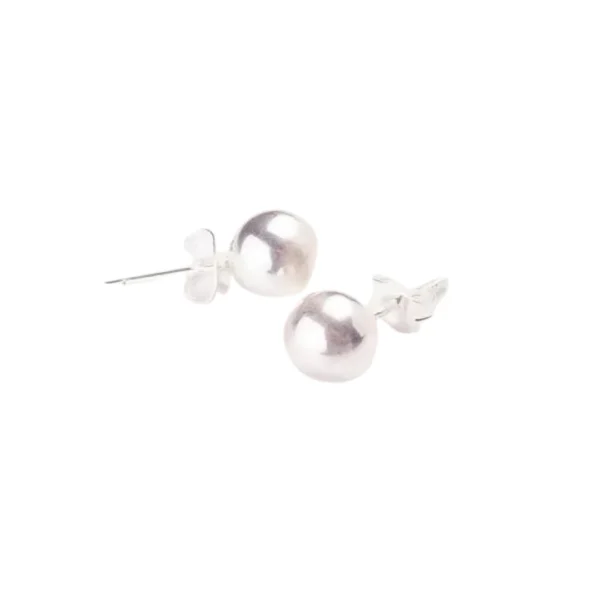 AROS PASANTES DE ACERO BLANCO CON PERLA PLATEADA (7MM)
