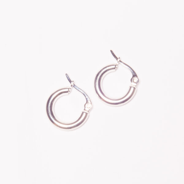 AROS DE ACERO BLANCO ARGOLLA CHICA INFLADA 10MM-ACEA76