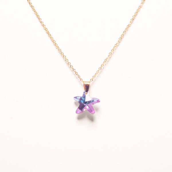 ACEC14-CONJUNTO DE ACERO DORADO CON DIJE ESTRELLA CRISTAL