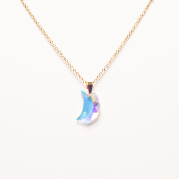 CONJUNTO DE ACERO DORADO CON DIJE LUNA DE CRISTAL-ACEC25