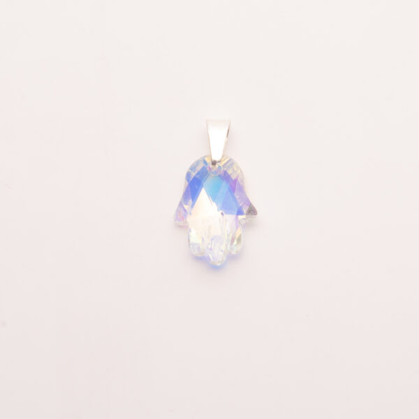 ACED06-DIJE DE ACERO BLANCO MANO DE CRISTAL