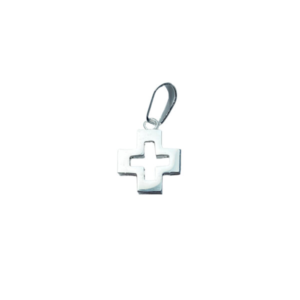 DIJE ACERO BLANCO CRUZ CUADRADA CALADA - ACED42