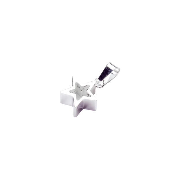 DIJE ESTRELLA GRUESA CALADA DE ACERO BLANCO-ACED458 - Image 2