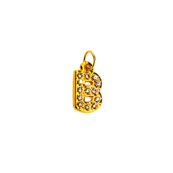 DIJE ACERO DORADO LETRA "B" CON MINI ZIRCONIAS - ACED50 - Image 2