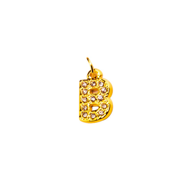 DIJE ACERO DORADO LETRA "B" CON MINI ZIRCONIAS - ACED50 - Image 3