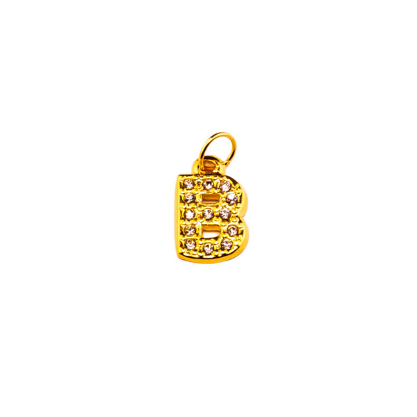 DIJE ACERO DORADO LETRA "B" CON MINI ZIRCONIAS - ACED50