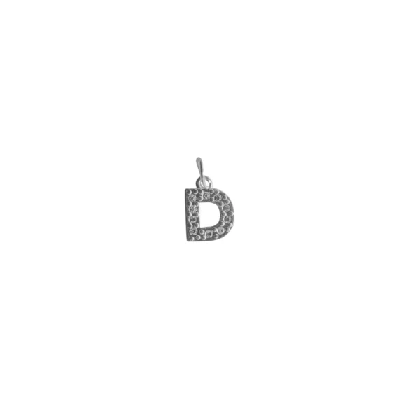 DIJE ACERO BLANCO LETRA "D" CON MINI ZIRCONIAS - ACED53