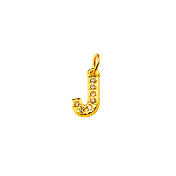 DIJE ACERO DORADO LETRA "J" CON MINI ZIRCONIAS - ACED60 - Image 2