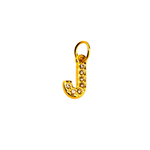 DIJE ACERO DORADO LETRA "J" CON MINI ZIRCONIAS - ACED60 - Image 3