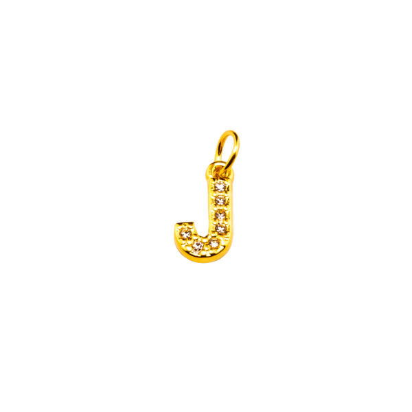 DIJE ACERO DORADO LETRA "J" CON MINI ZIRCONIAS - ACED60