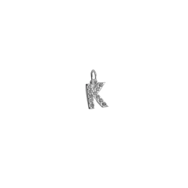 DIJE ACERO BLANCO LETRA "K" CON MINI ZIRCONIAS - ACED61