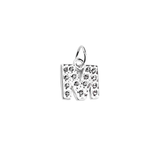 DIJE ACERO BLANCO LETRA "M" CON MINI ZIRCONIAS - ACED64 - Image 2