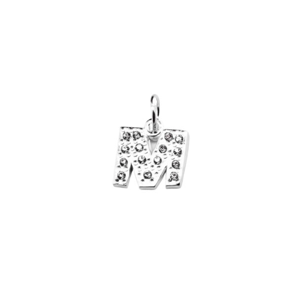 DIJE ACERO BLANCO LETRA "M" CON MINI ZIRCONIAS - ACED64 - Image 3