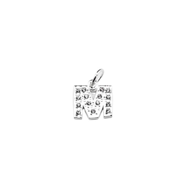 DIJE ACERO BLANCO LETRA "M" CON MINI ZIRCONIAS - ACED64