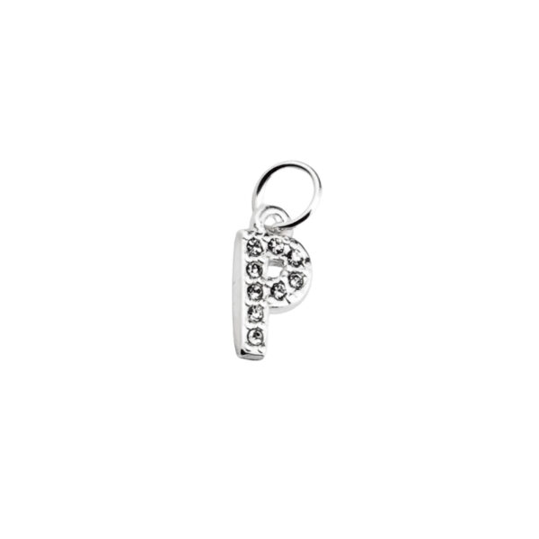 DIJE ACERO BLANCO LETRA "P" CON MINI ZIRCONIAS - ACED66 - Image 2