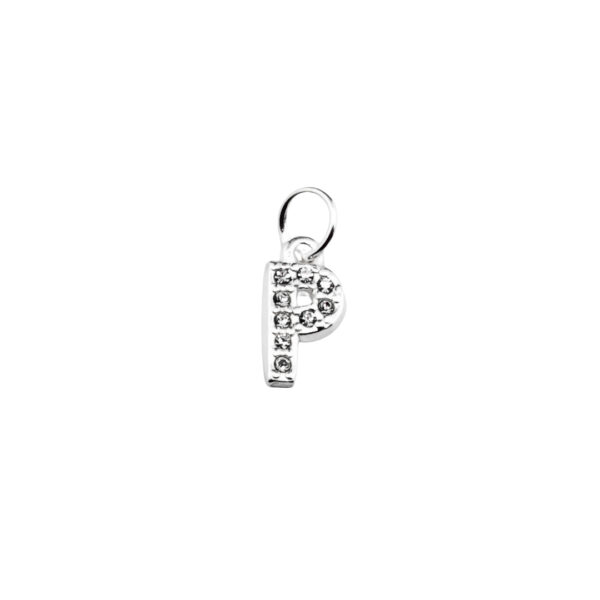 DIJE ACERO BLANCO LETRA "P" CON MINI ZIRCONIAS - ACED66 - Image 3