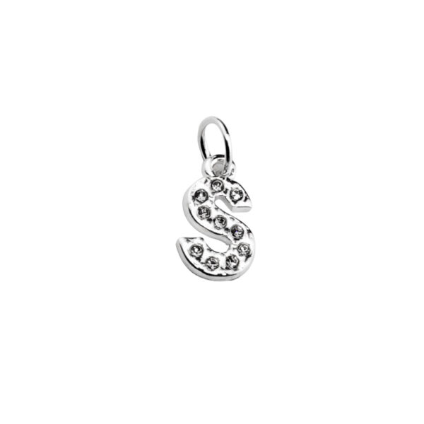 DIJE ACERO BLANCO LETRA "S" CON MINI ZIRCONIAS - ACED70 - Image 2