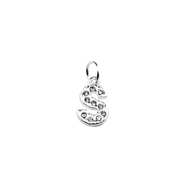 DIJE ACERO BLANCO LETRA "S" CON MINI ZIRCONIAS - ACED70