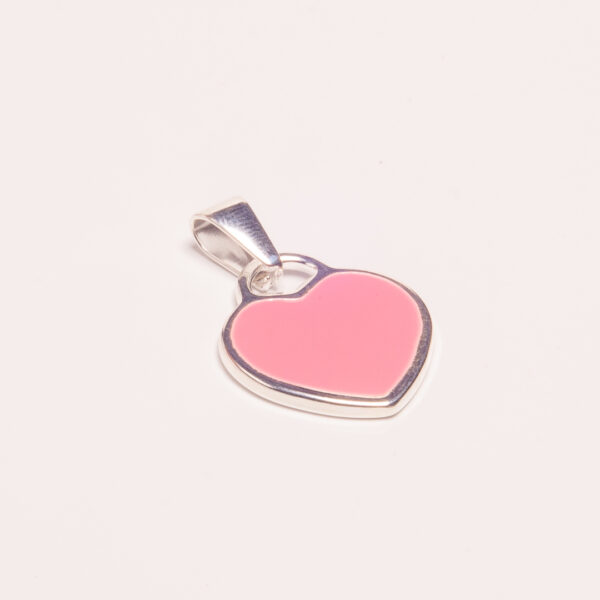 DIJE ACERO BLANCO CORAZON ESMALTADO ROSA - ACED78 - Image 2