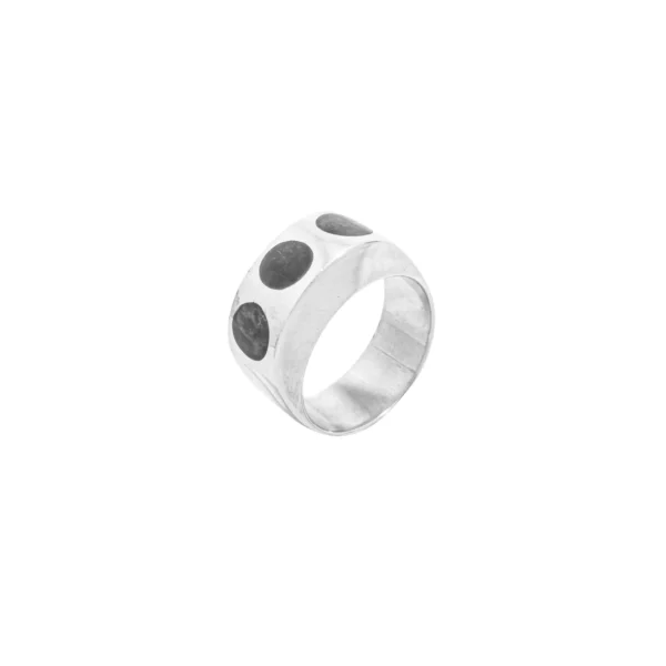 ANILLO DE PLATA 950- RECTANGULAR CON TRES CIRCULO DE COLOR