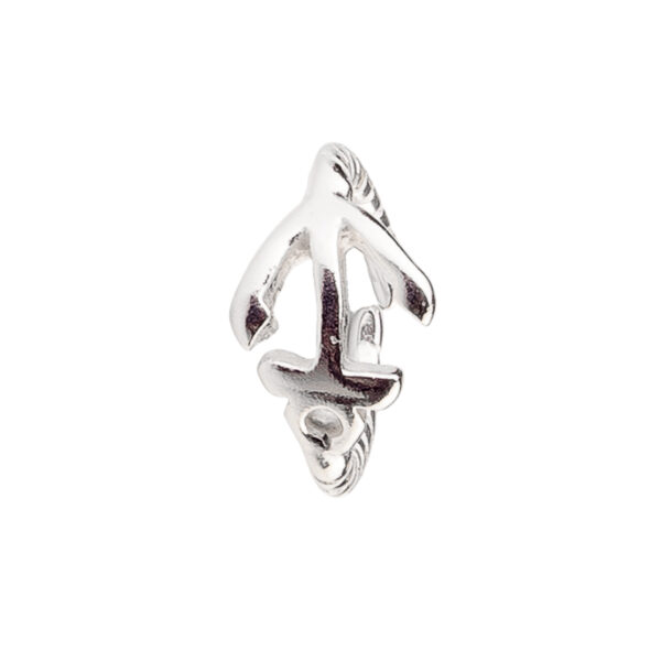 ANILLO DE PLATA 925 MIDI LABRADO CON LINEAS Y ANCLA