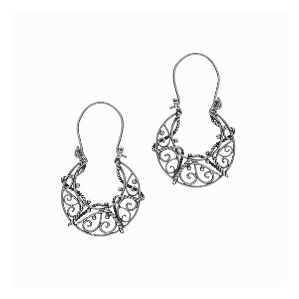 AROS DE PLATA 925 ARGOLLA TIPO FILIGRAN CON ENREDADERA