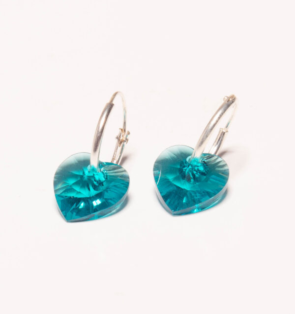 AROS ARGOLLA DE PLATA 925 CON DIJE CRISTAL DE CORAZÓN - Image 2