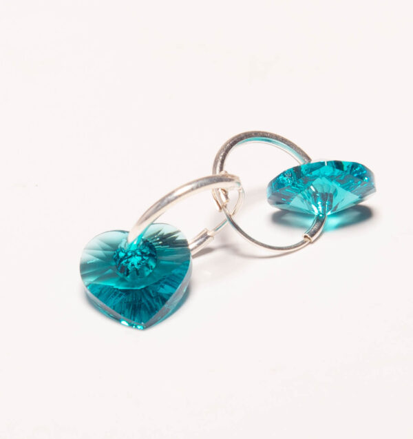 AROS ARGOLLA DE PLATA 925 CON DIJE CRISTAL DE CORAZÓN