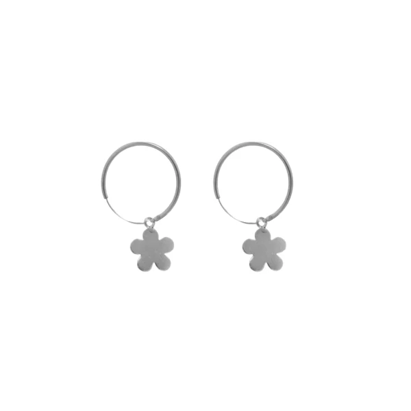 AROS ARGOLLA DE PLATA 925 CON DIJE DE FLOR- AR349XA