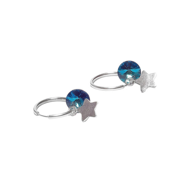 ARGOLLA DE PLATA 925, DIJE DE CRISTAL AZUL Y ESTRELLA LISA