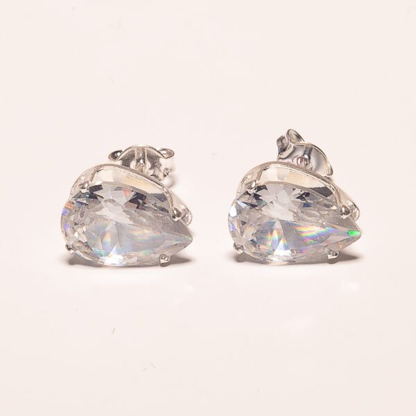 AROS DE PLATA 925 ZIRCONIA FORMA DE GOTA GRANDE - AR0189