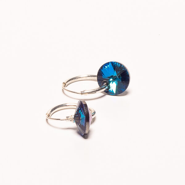 AROS ARGOLLA DE PLATA 925 MEDIANAS + DIJE CRISTAL AZUL - Image 2