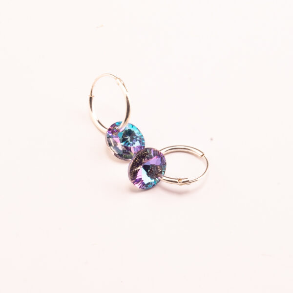 AROS ARGOLLA DE PLATA 925 CON DIJES CRISTAL - Image 2