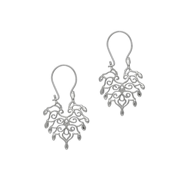 AROS DE PLATA 925 TIPO FILIGRANA CON FORMA DE HOJA - ARTF04