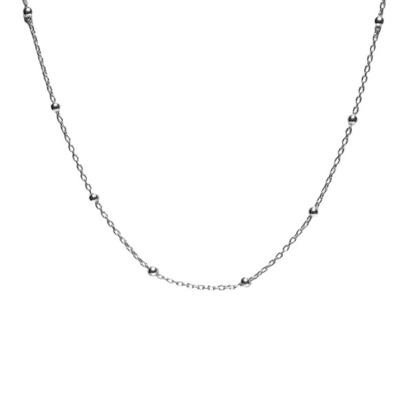 C056X-CADENA DE PLATA 925 MINI ROLO CON BOLITAS (45cm)