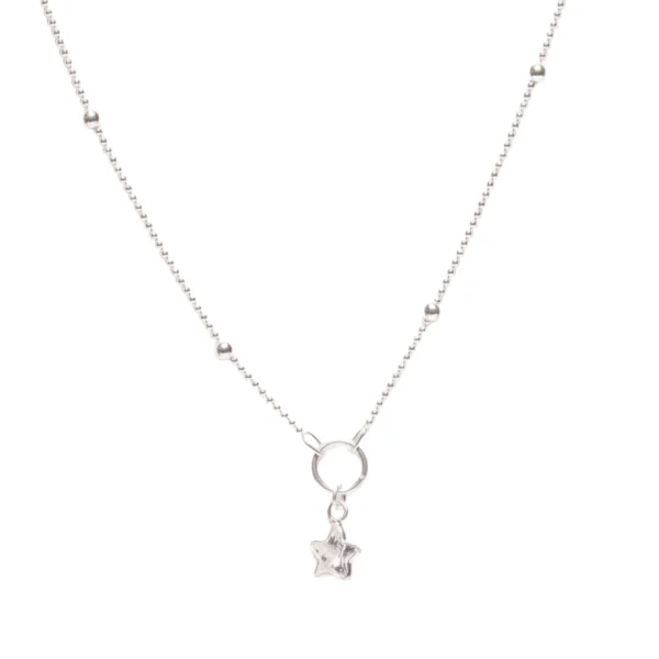 CHOKER DE PLATA 925 CADENA BOLITAS Y DIJE DE ESTRELLA