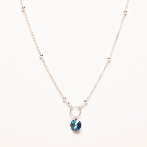 CHOKER DE PLATA 925 CADENA, BOLITAS Y DIJE DE CRISTAL