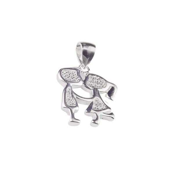 DIJE DE PLATA 925 BESO ENTRE NOVIOS CON MICROPAVE - D09K9